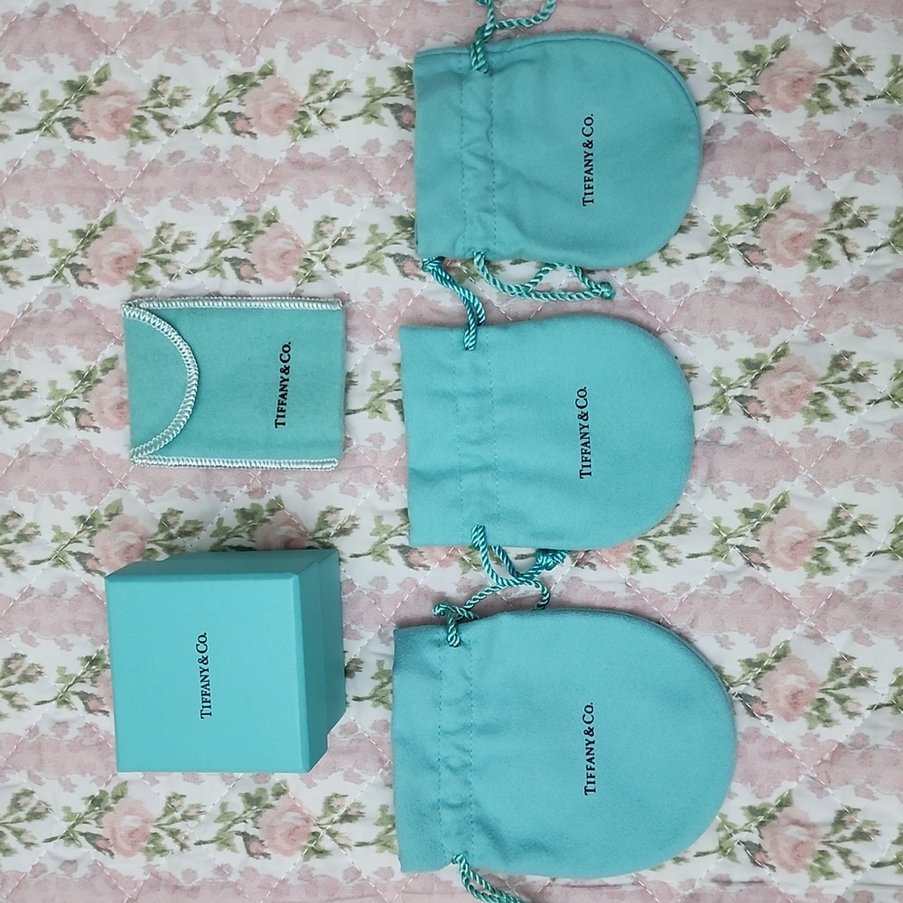Tiffany & Co. Turquoise Jewerly Accessory Pouches and Ring Box Set